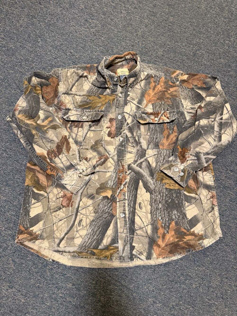 Wells Creek Men's XL Hardwoods Grey Camo Long Sleeve Button Down Shirt